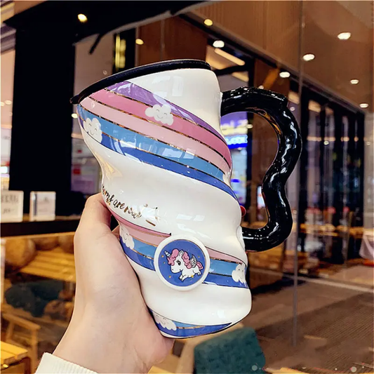 Creative Luxury Ceramic Coffee Mug – Cute Large Capacity Office & Home Use Cup with Lid | ByMeem