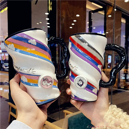 Creative Luxury Ceramic Coffee Mug – Cute Large Capacity Office & Home Use Cup with Lid | ByMeem