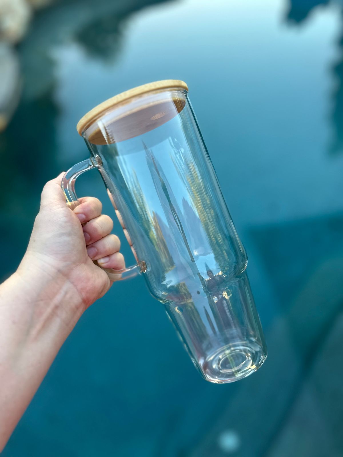 24oz Glass Tumbler with Bamboo Lid, Handle & Straw – Customizable & Eco-Friendly